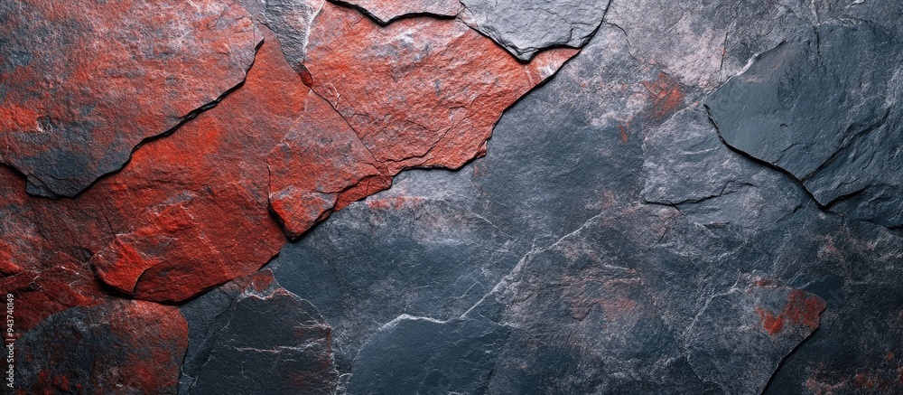Aufkleber Natural slate surface with red and gray patterns for background. with copy space image. Place for adding text or design