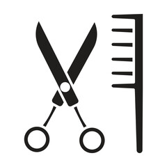Scissor and Comb icon vector on white background