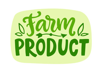 Farm Product Badge Organic Food Natural Lettering
