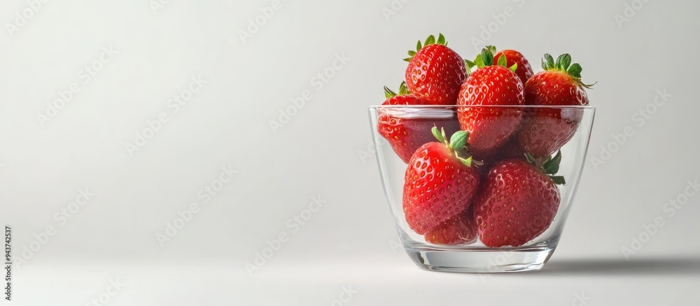 Fototapete strawberries in a jelly glass against a white background selective focus. with copy space image. pla