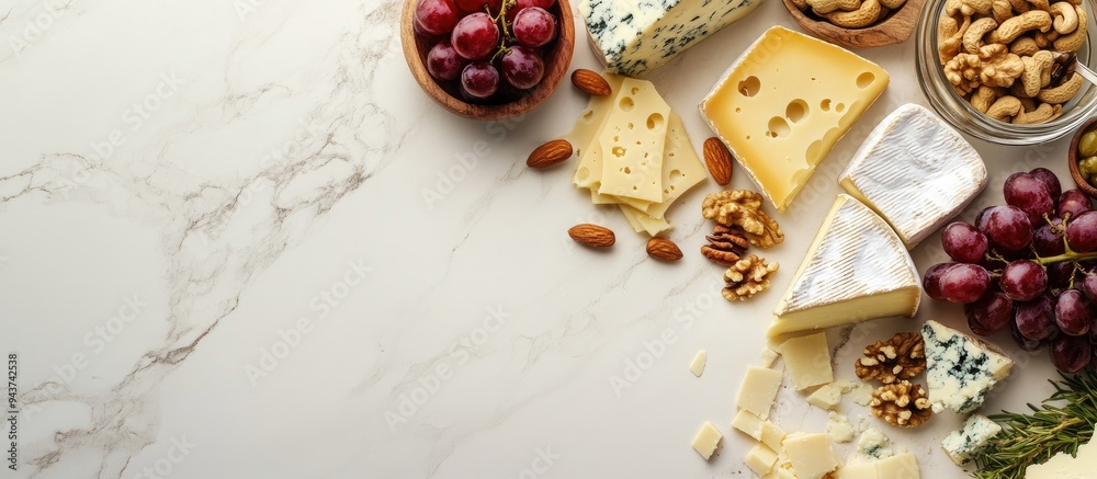 Leinwandbilder variety of cheese assortment cheese board featuring different cheeses along with grapes nuts a chees