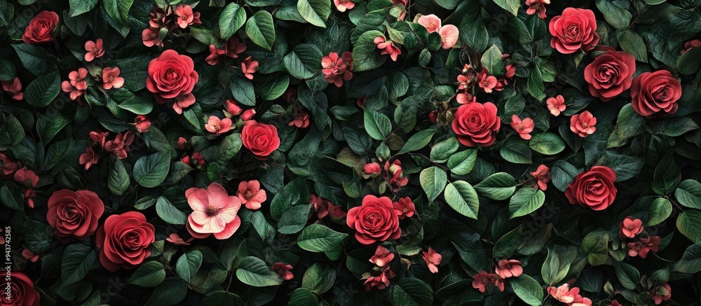 Poster flowers outline the background closeup isolated background top view with copyspace
