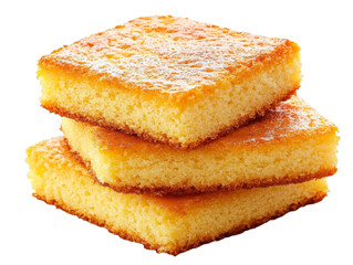 Fototapeta premium Square Cornbread Slices on a Transparent Background