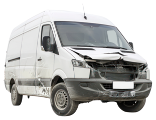 PNG Damaged white delivery van accident