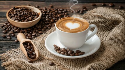 Fototapeta premium The coffee with heart latte