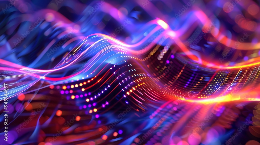 Poster High-tech communication with abstract waveforms