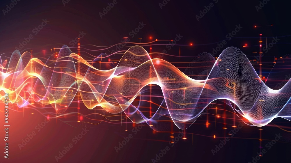 Poster High-tech communication with abstract waveforms