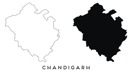 Chandigarh map outline and black silhouette vector