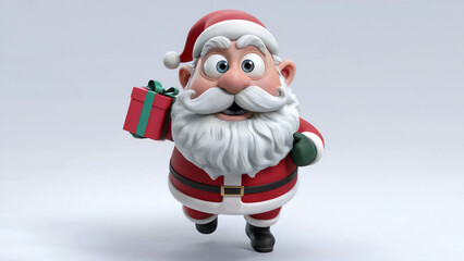 Obraz premium little Santa Claus holding the gift box isolated on plain background