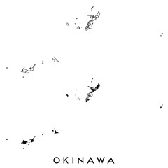 Obraz premium Okinawa map of regions districts vector black on white and outline