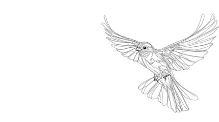 Fototapeta premium Minimalist single line drawing of a graceful bird in flight with its elegant silhouette against a clean blank background allowing for ample copy space