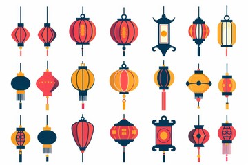 Asian lamp icon, chinese lantern isolated, traditional oriental lantern, light symbol,minimal flat flashlight