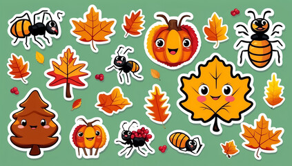 Fototapeta premium sticker set, different cute funny cartoon ant