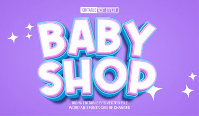 Editable 3d text style effect - Baby Shop text effect Template