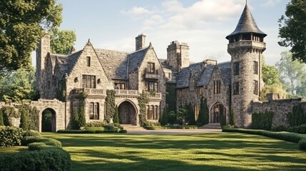 Stone Mansion with Tower