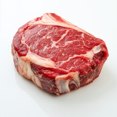 Obraz premium Raw Beef Steak on White Background.