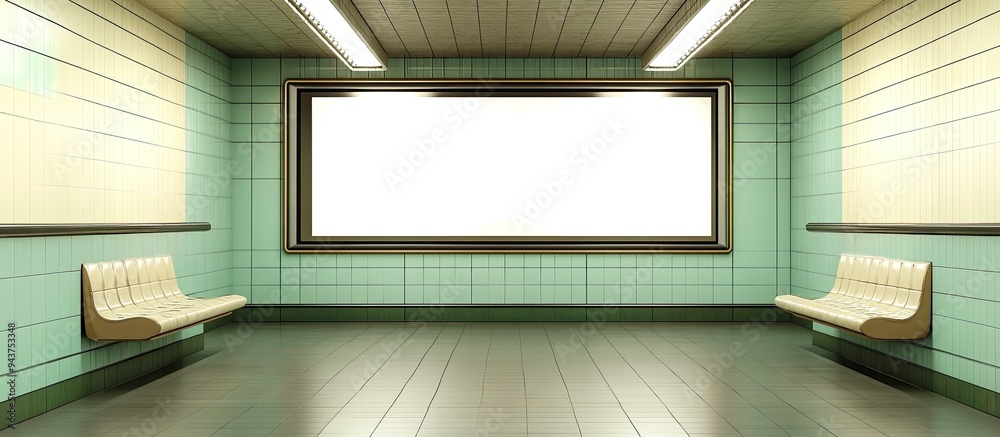 Aufkleber Empty billboard in a metro station contemporary public space. with copy space image. Place for adding text or design
