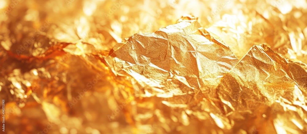 Aufkleber shiny yellow leaf gold foil texture backdrop. with copy space image. place for adding text or design