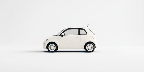 Fototapeta premium A 3D single icon of a compact car designed with sleek lines and a minimalistic shape rendered in a simple modern style with a matte finish set against a white background to emphasize its practicality