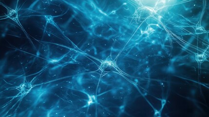 Abstract Blue Neural Network Background - Digital Art, Neuroscience, Technology