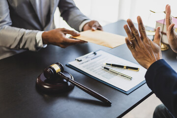 Attorney adjudicating bribery cases, Businessman trying to bribe a lawyer.
