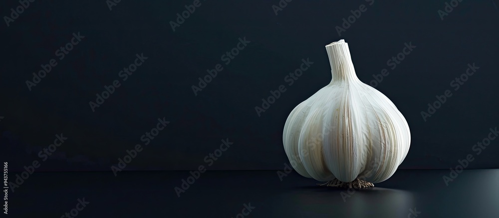 Aufkleber garlic against a black background. with copy space image. Place for adding text or design