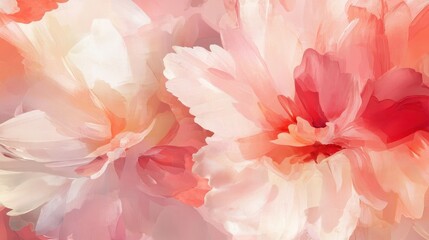 Abstract Floral Painting with Soft Pink and Peach Tones.