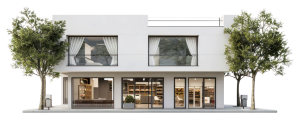 PNG  Modern minimalist two-story building