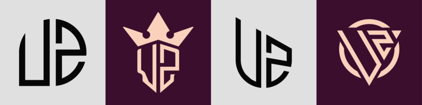 Creative simple Initial Letters UZ Logo Designs Bundle.