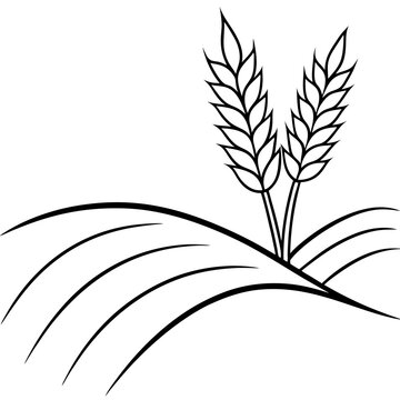 recommend clip art: vector wheat field swaying in line art