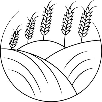recommend clip art: vector wheat field swaying in line art