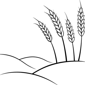 recommend clip art: vector wheat field swaying in line art