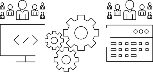 Teamwork line icons collection. Remote office sign. Team employees symbol. Education simple minimal thin line icons. Teamlead or corporation sign. Vector