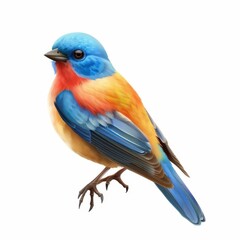 Bird icon isolated, color birds illustration, realistic style animal, popular bird species drawing on white
