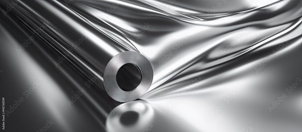 Aufkleber roll foil background aluminum silver metal. with copy space image. Place for adding text or design