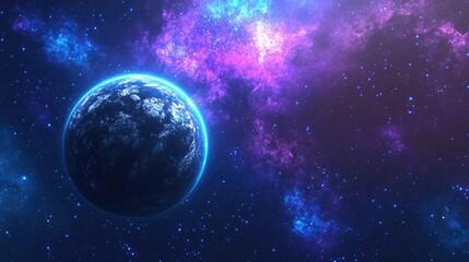 Purple and blue stars in a space background