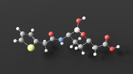 vaborbactam molecule 3d, molecular structure, ball and stick model, structural chemical formula non-b-lactam b-lactamase inhibitor