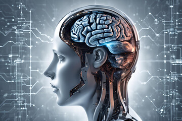 Obraz premium Neural Networks The Building Blocks of AI and Technology, Digital Cognition The Intersection of Mind and Machine, Mindful Machines Exploring the Human-AI Connection Stock Photo.