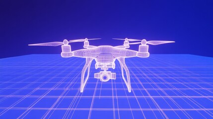 Modern quadcopter wireframe blueprint
