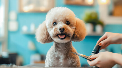 dog haircut in grooming salon