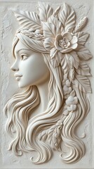 Obraz premium Sculpture of a floaty girl and her head made from white marble, artwork