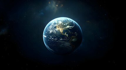 Naklejka premium A stunning view of Earth from space, with North America prominently displayed and a starry backdrop.