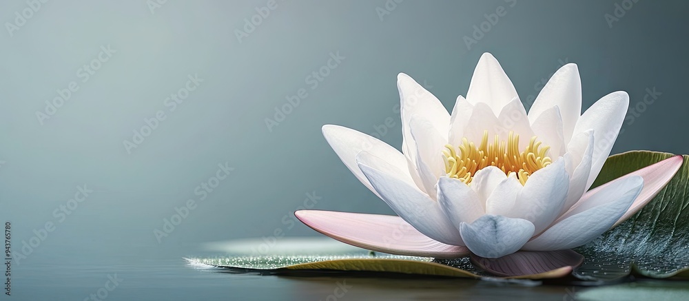 Poster white water lily nymphaea alba. with copy space image. place for adding text or design