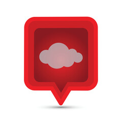 Red speech bubble with a cloud on it
