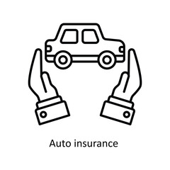 Auto Insurance Vector outline icon design illustration. insurance symbol on white background EPS 10 File .