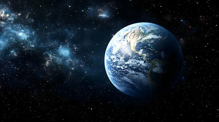 Obraz premium A stunning view of planet Earth in space with a galaxy in the background.