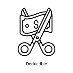 Deductible Vector outline icon design illustration. insurance symbol on white background EPS 10 File .
