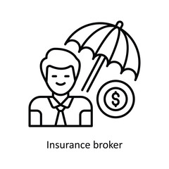 Insurance Broker Vector outline icon design illustration. insurance symbol on white background EPS 10 File .