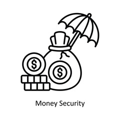 Money Security Vector outline icon design illustration. insurance symbol on white background EPS 10 File .