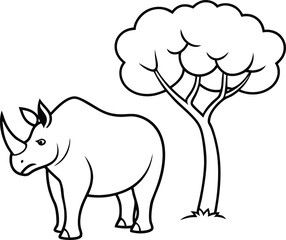 Exciting rhino coloring page featuring a prominent horn great for kids to enjoy coloring and learning
